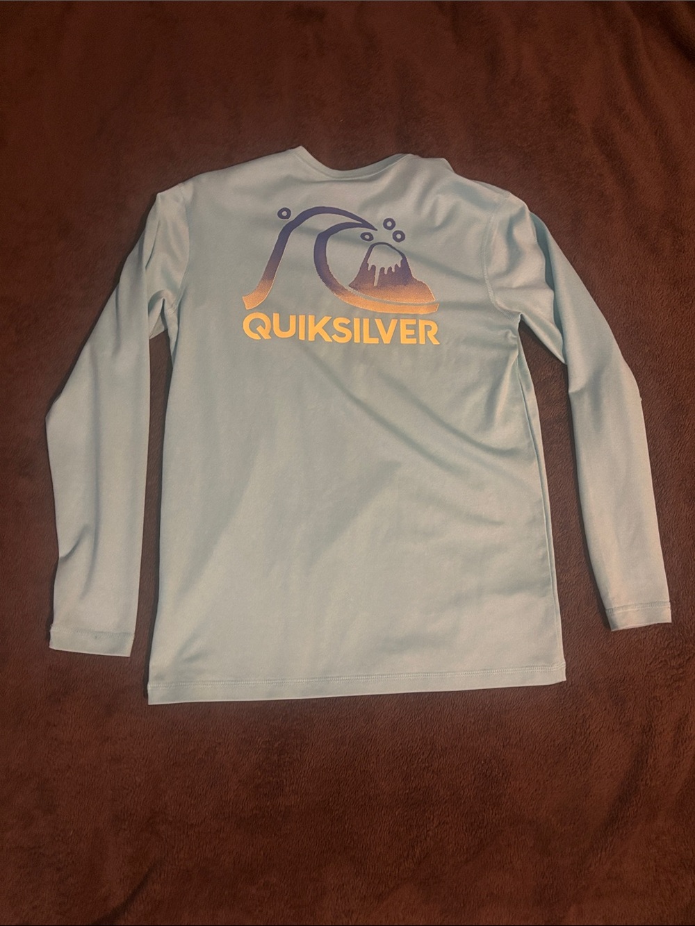 Quiksilver Light Blue Long Sleeve Tee with Yellow-Purple Logo